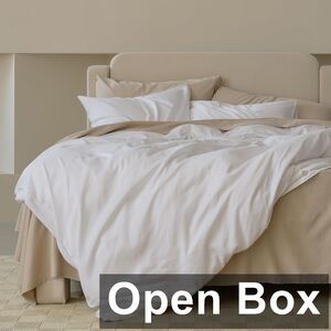 Double Stitch by Bedsure Cotton Tencel Duvet Cover Set, Queen, BrightWhite